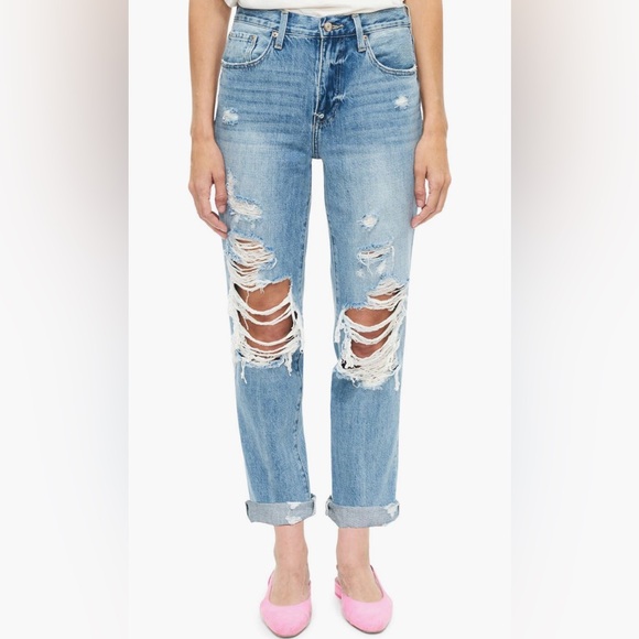 Pistola Presley Destroyed High Waist Relaxed Jeans - Picture 1 of 5